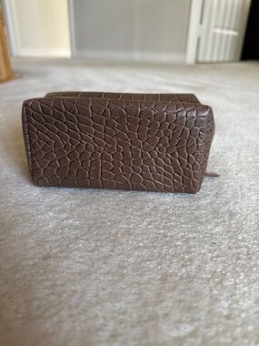 Michael Kors croc embossed brown cosmetic case